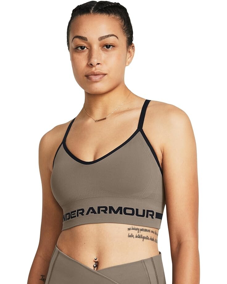 

Бюстгальтер Under Armour Seamless Low Long, цвет Taupe Dusk/Black