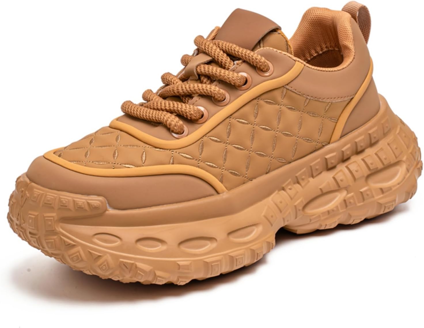 

Мужские кроссовки с массивной подошвой и стеганым узором для повседневного комфорта и прогулок Kelibasi, хаки