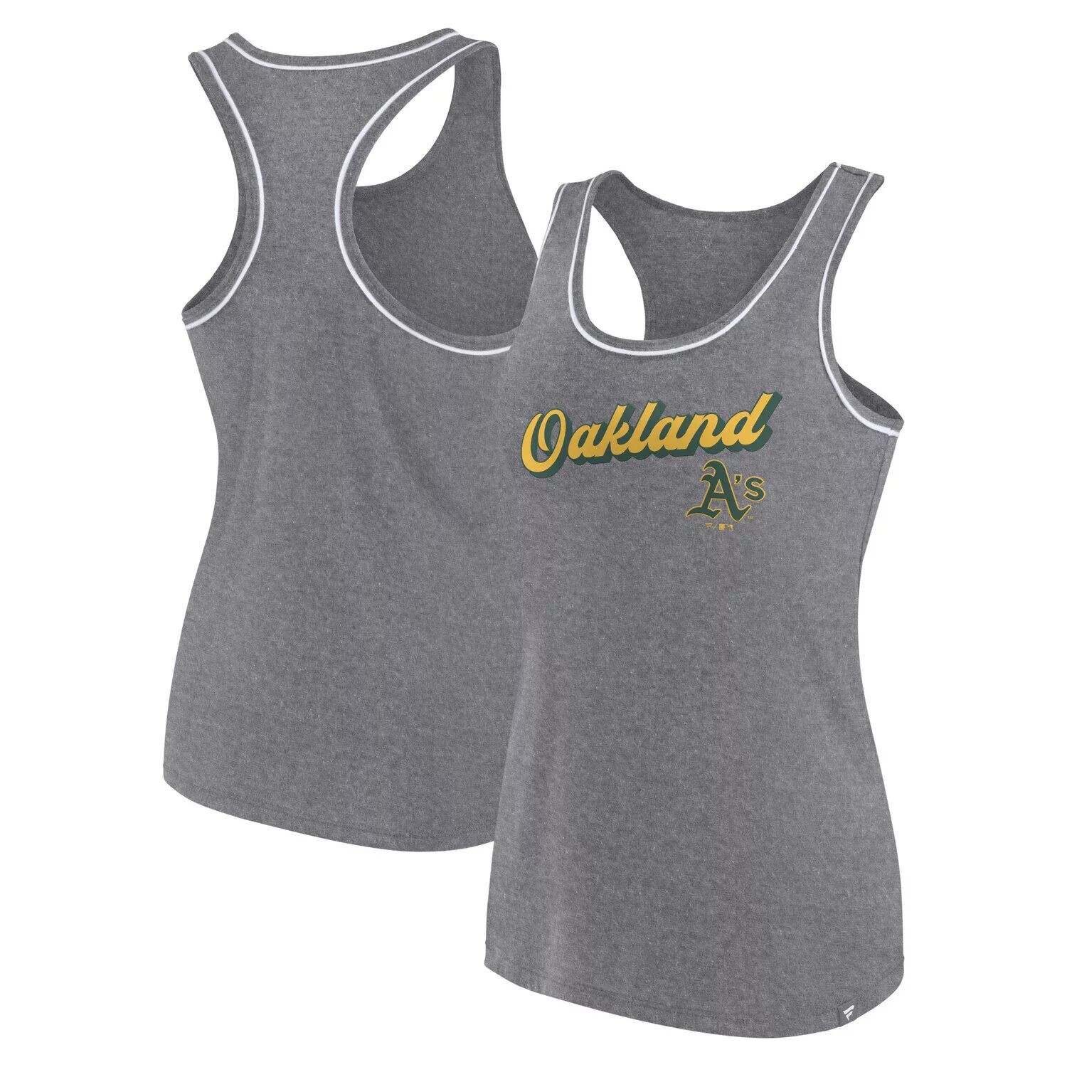 

Женская майка Fanatics Heather Grey Oakland Athletics с логотипом и логотипом Racerback Fanatics, Серый, Женская майка Fanatics Heather Grey Oakland Athletics с логотипом и логотипом Racerback Fanatics