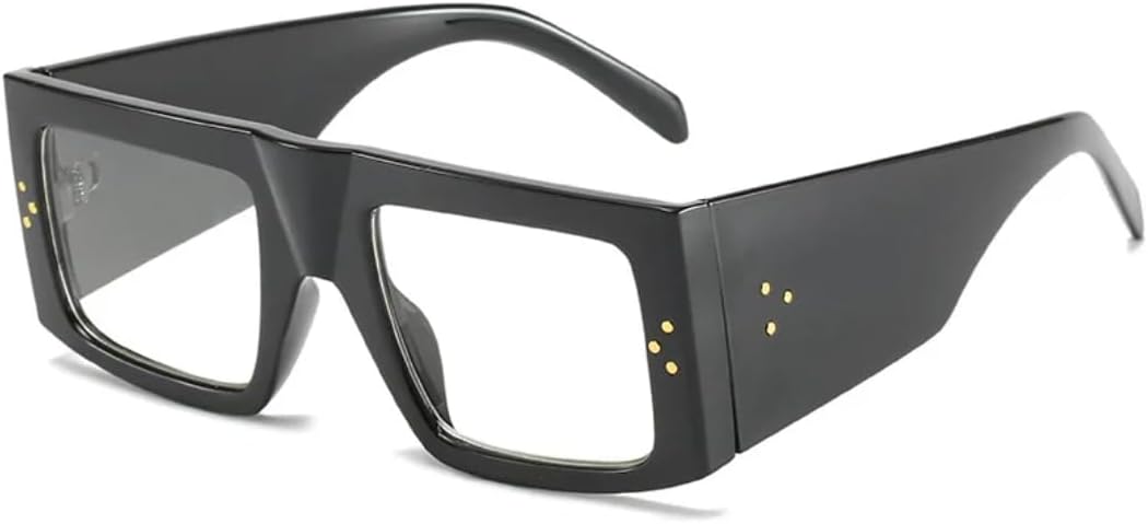 

Роскошные солнцезащитные очки большого размера для женщин в винтажном стиле с заклепками, крупной оправой, градиентной защитой от УФ-излучения UV400 (черные с прозрачными линзами) TVTBBVV, Black Clear