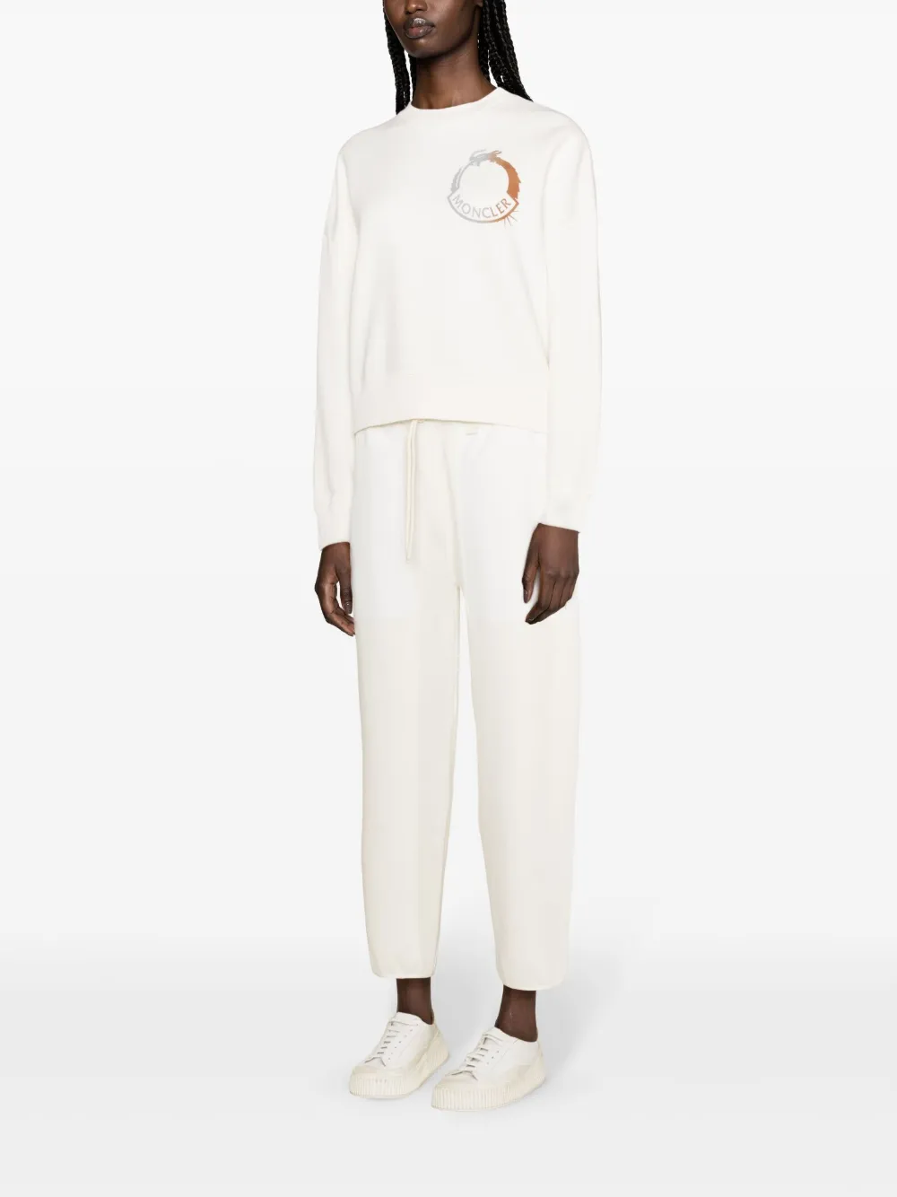 Спортивные брюки с контрастными вставками MONCLER, белый — фото 3