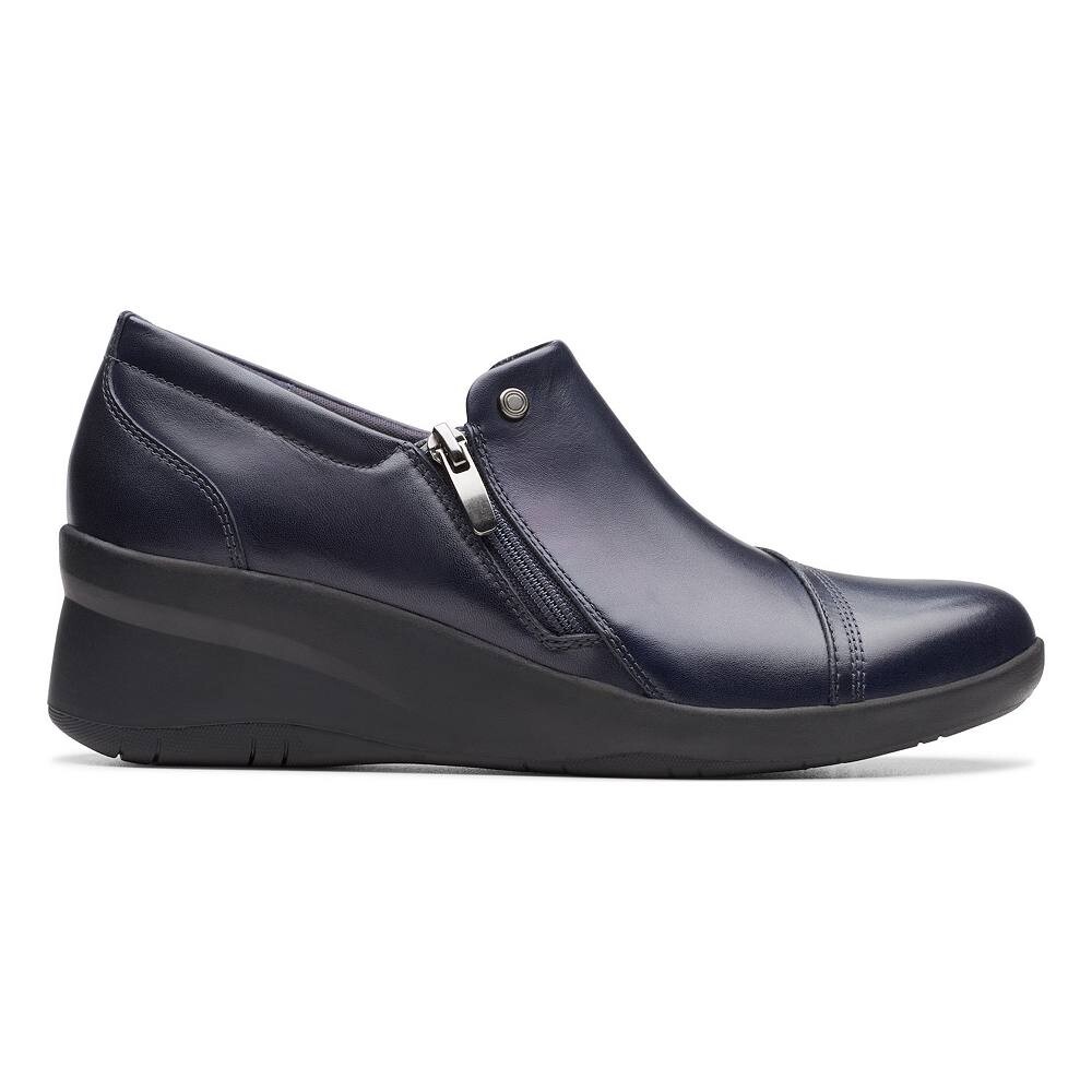 Женские туфли Clarks Sutton Zip на танкетке с молнией, черный — фото 2
