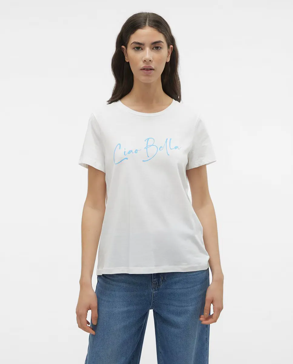

Женская футболка с надписью на коротком рукаве Vero Moda, белый