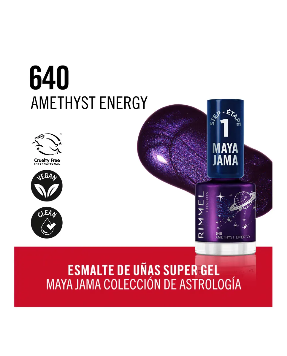 Лак для ногтей Rim Maya Jama Nail Gel London Rimmel, 640 Amethyst Energy — фото 4