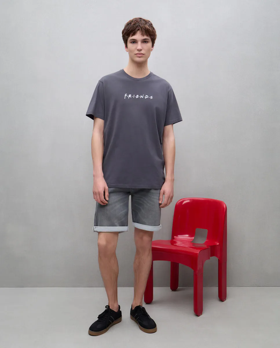 

Мужские бермуды с пятью карманами, трикотажный деним Easy Wear, серый