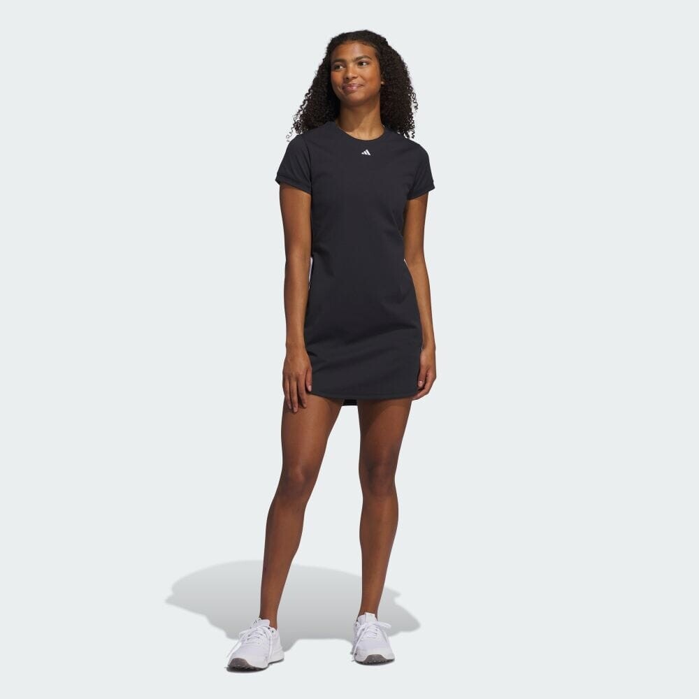 

Платье Adidas Twist knit crew neck short sleeve dress, черный