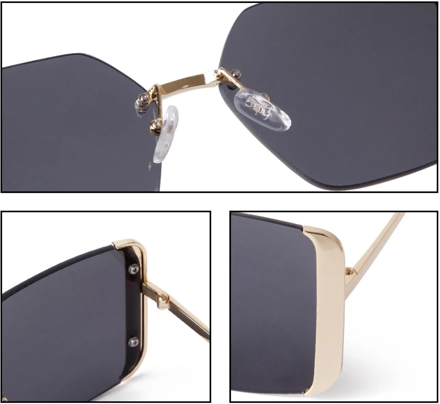 

Модные солнцезащитные очки без оправы большого размера для женщин, винтажные солнцезащитные очки в квадратной оправе, защита от УФ-излучения UV400 WNCKSQ, C3