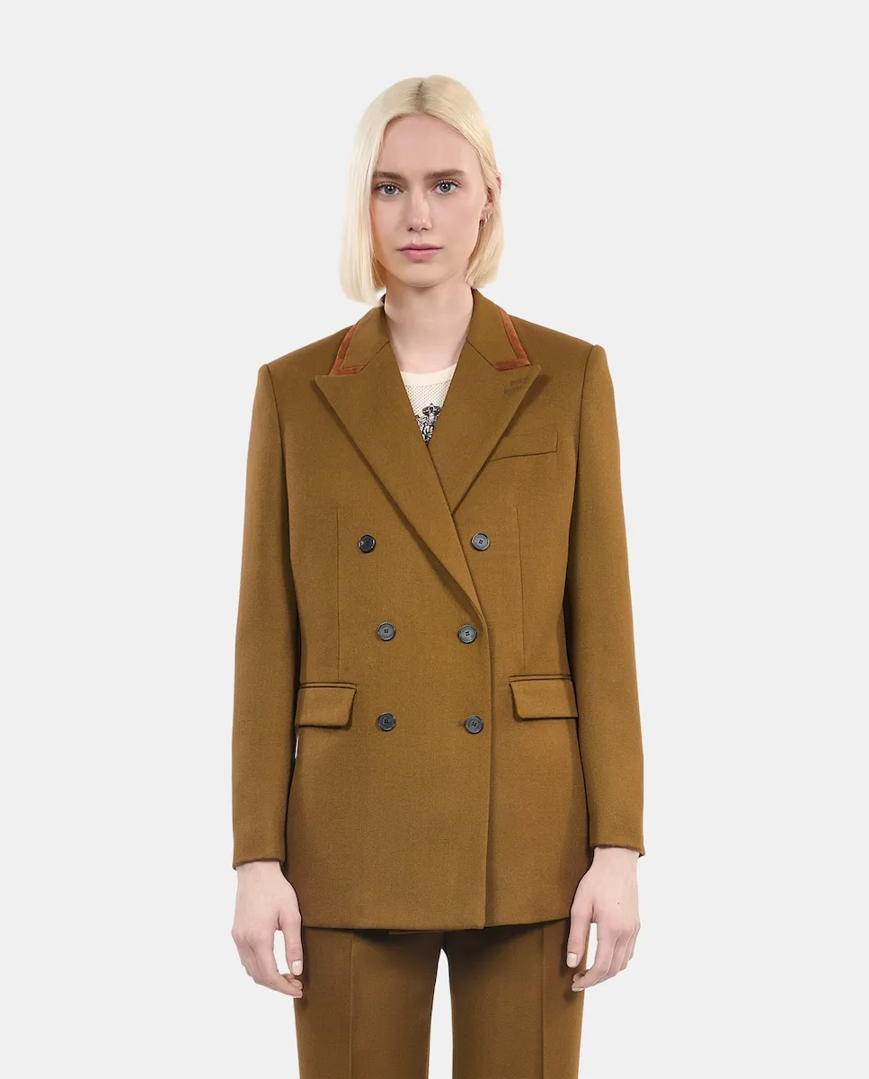 

Женский шерстяной двубортный пиджак The Kooples, хаки