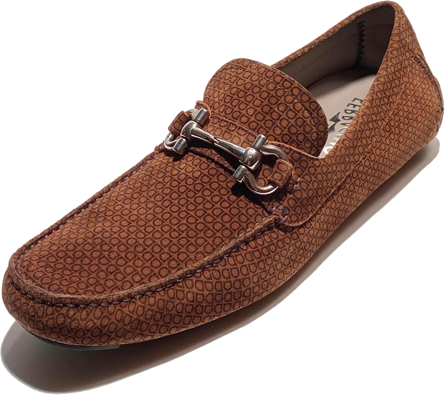 Мужские замшевые мокасины-драйверы Ferragamo Gancini Bit Parigi 17 Brown (Salvatore)