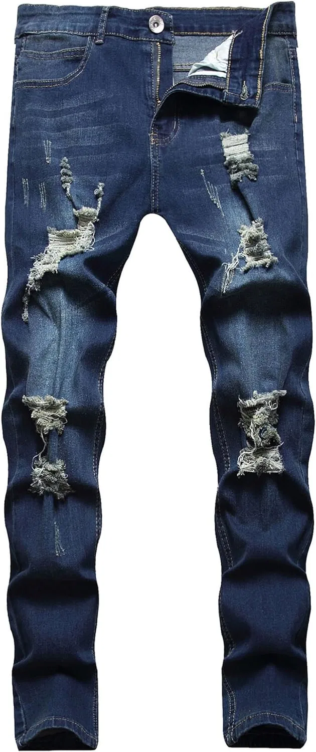 Джинсы рваные, Skinny, Dark Blue — фото 3
