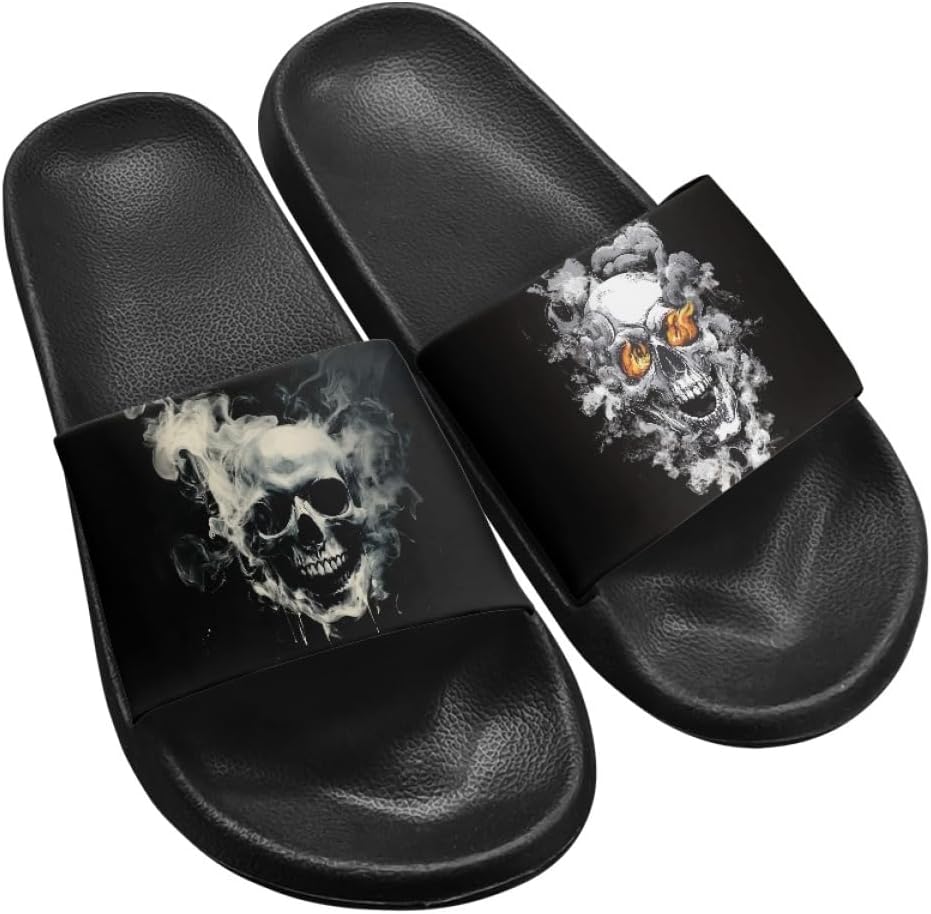 

Шлепанцы для женщин и мужчин. Милые водонепроницаемые шлепанцы с противоскользящим покрытием. Летние быстросохнущие тапочки для пляжа, бассейна и душа Generic, Smoked Skulls