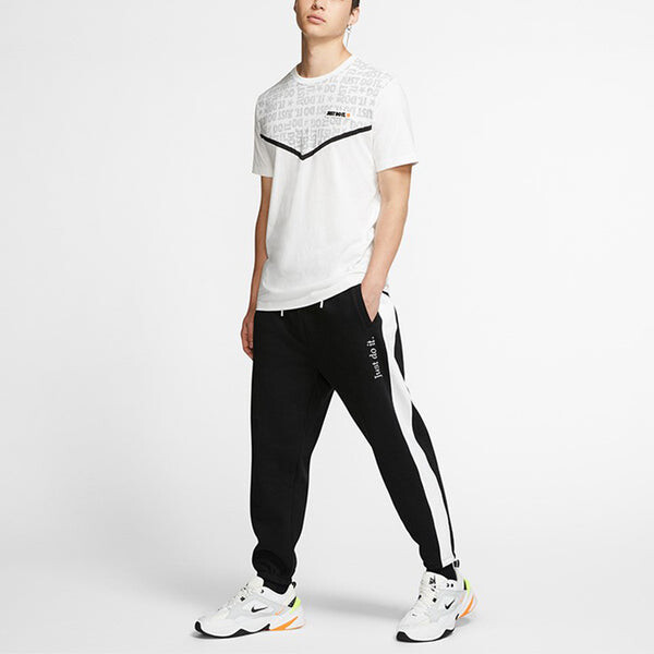 Брюки sportswear jdi embroidered alphabet contrasting colors fleece knit bundle feet sports long pants black Nike, черный — фото 2