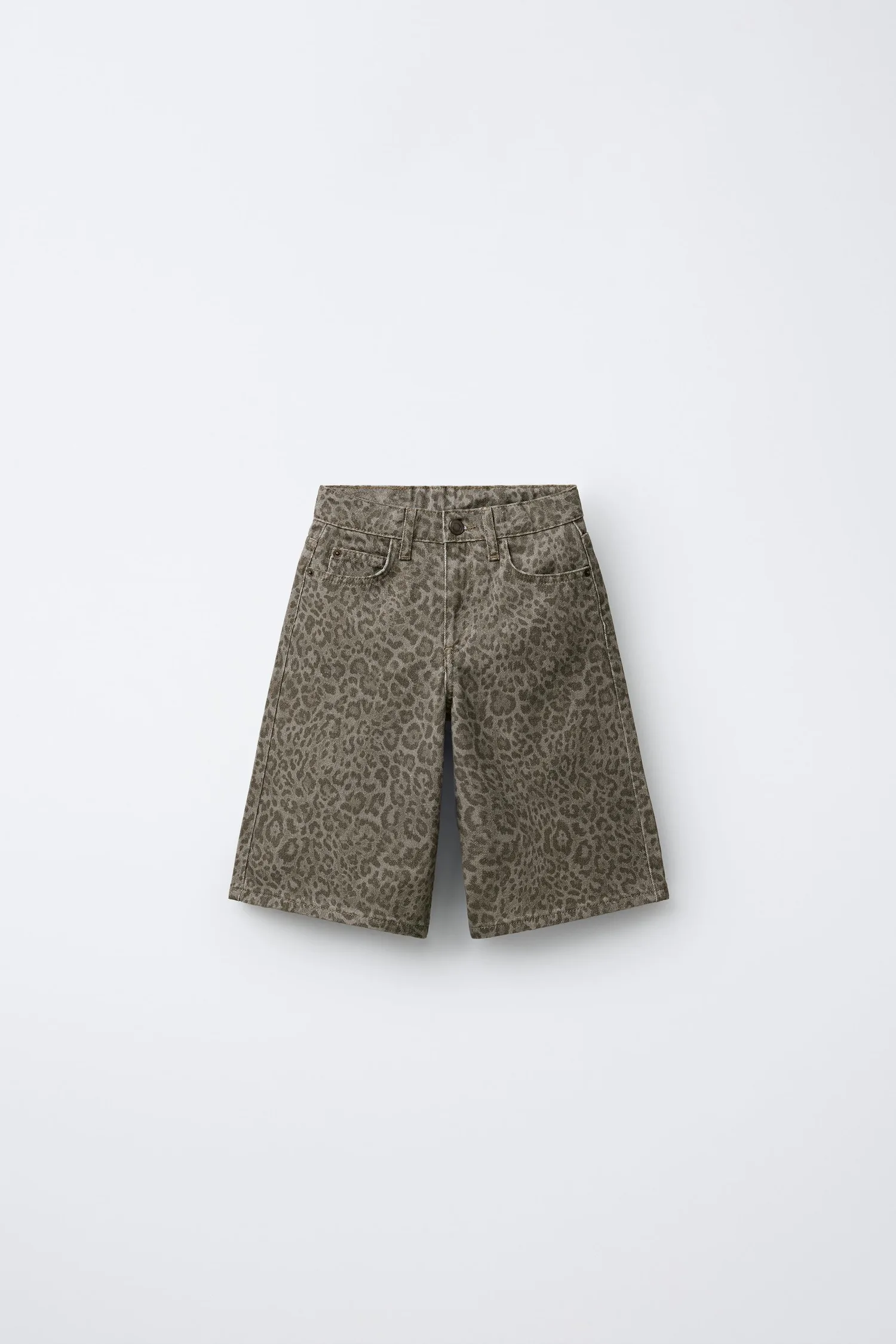 Джинсовые шорты-бермуды с животным принтом Zara, коричневый