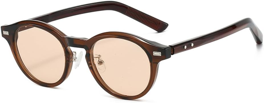 

Солнцезащитные очки UV400 с круглыми линзами и заклепками, конфетного цвета, для женщин и мужчин, для бега и занятий спортом на открытом воздухе UYPTK, Brown Champagne