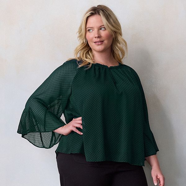 

Топ с рукавами-фонариками Plus size Lc Lauren Conrad, Chinook Forest