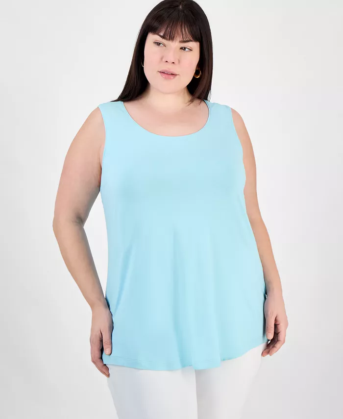 

Женская блузка без рукавов с круглым вырезом Plus Size JM Collection, синий