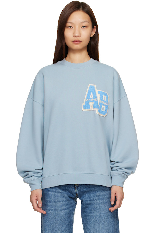 

Anine Bing Синяя толстовка с надписью «Miles» большого размера