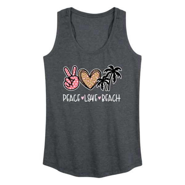 

Женская майка с принтом «Peace Love Beach» Licensed Character, серый