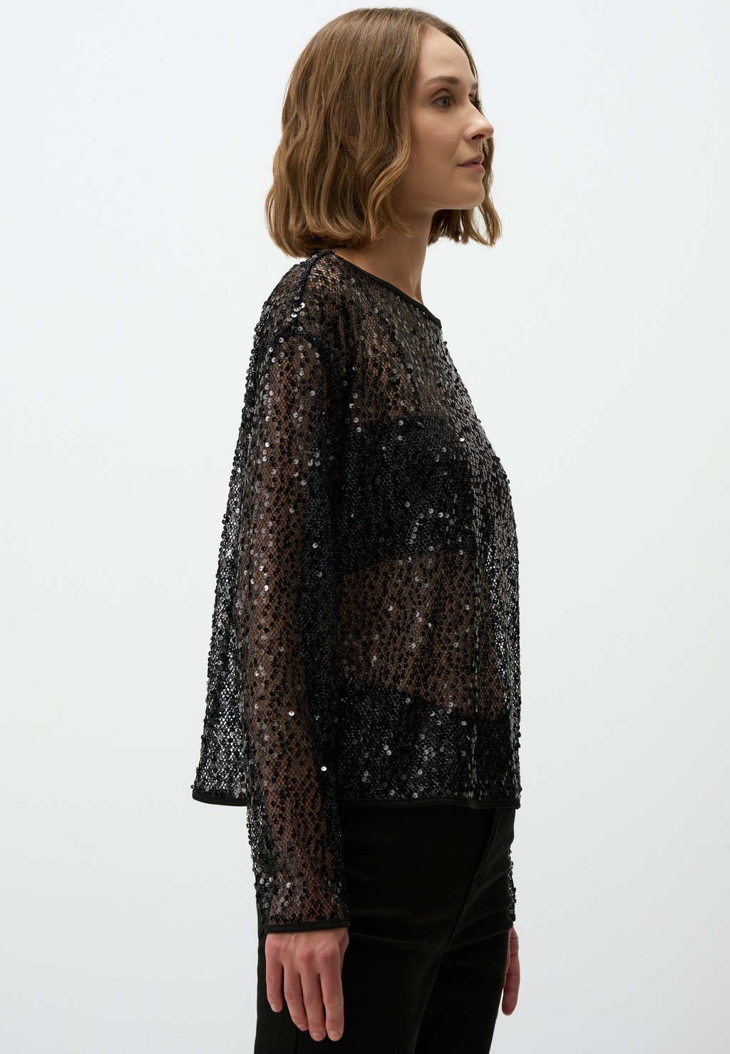 

Блуза CHRISTMAS GLITTER PARTY READY BOAT NECK LONG SLEEVE Jimmy Key, черный