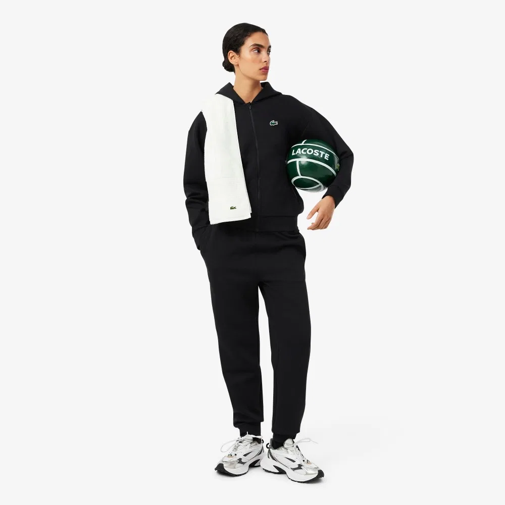 Худи Lacoste женская на молнии, спортивная, черная — фото 4