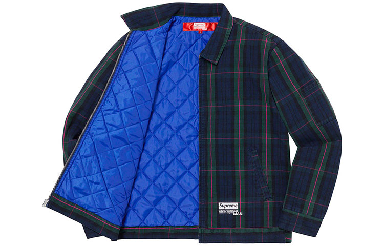 X Junya Watanabe X Comme Des Garçons Man Принтованная Рабочая Курка Supreme, Синяя Клетка — фото 3