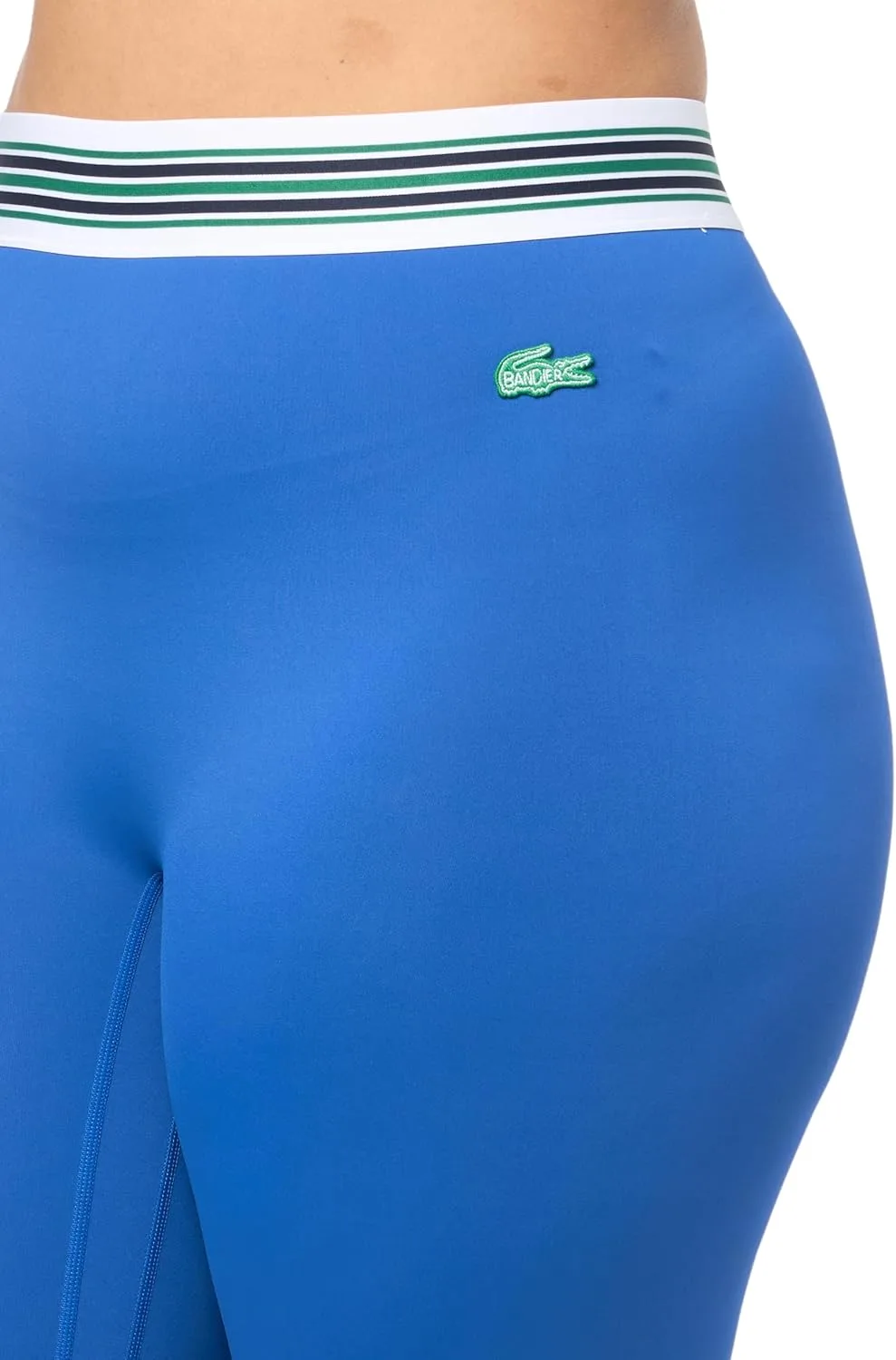 Теннисная поло Lacoste Sport с защитой от УФ, полосатым воротником, белый/ракетно-зелёный — фото 3