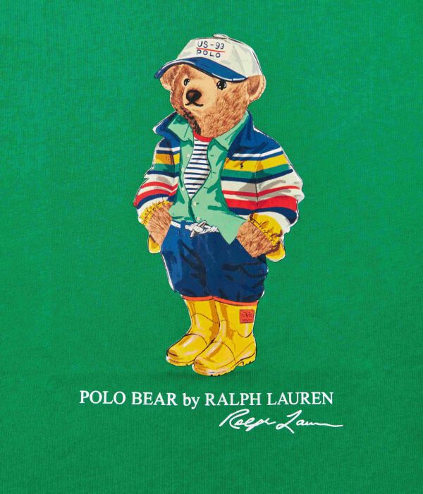 Футболка детская Polo Ralph Lauren с фирменным медведем, зеленый — фото 3
