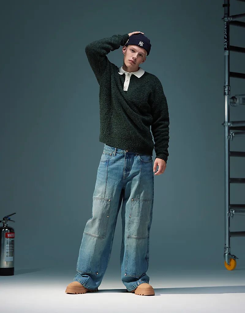 

Очень мешковатые джинсы Carpenter с оттенком в сине-голубой цвет ASOS DESIGN