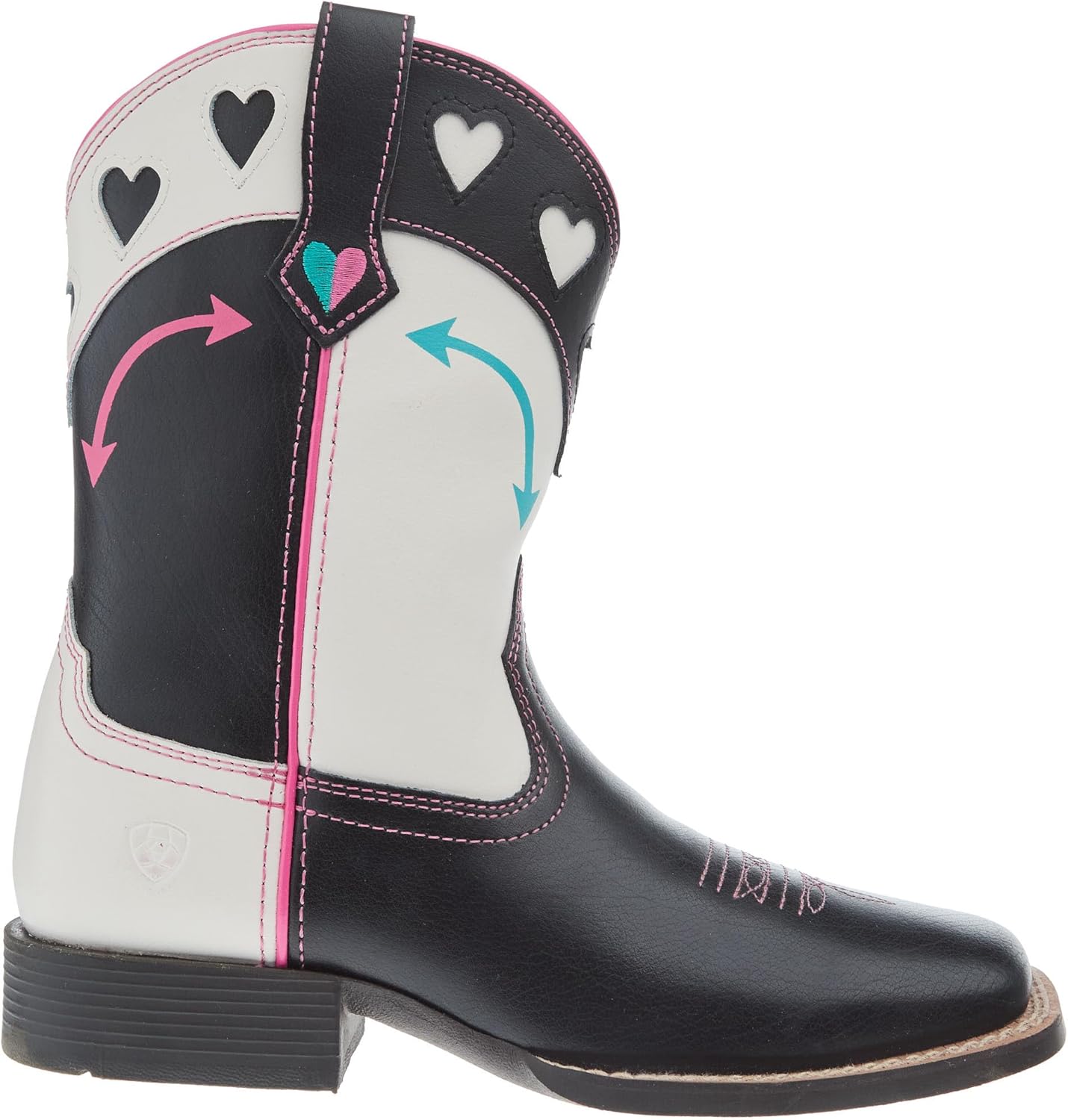 Детские сапоги ARIAT унисекс Round Up Hearts Western Boot, белый — фото 2