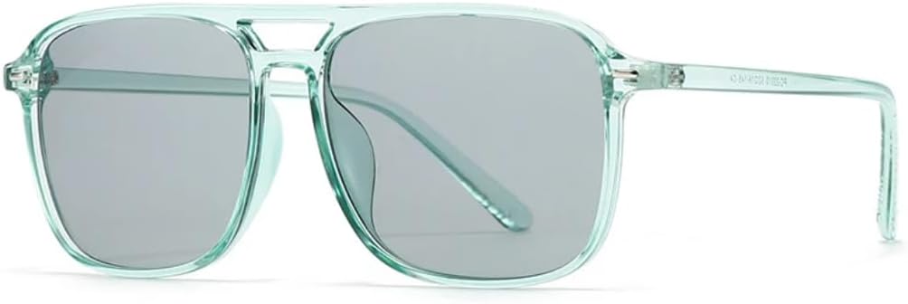 

Солнцезащитные очки для мужчин и женщин - защита UV400 - двойные перемычки, заклепки, желто-зеленый цвет, для занятий спортом на открытом воздухе и вождения DSVIGF, Light Green Gray