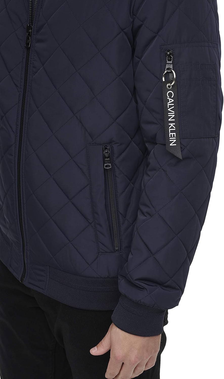 Мужская стеганая летная куртка Calvin Klein с молнией, Flight True Navy — фото 2