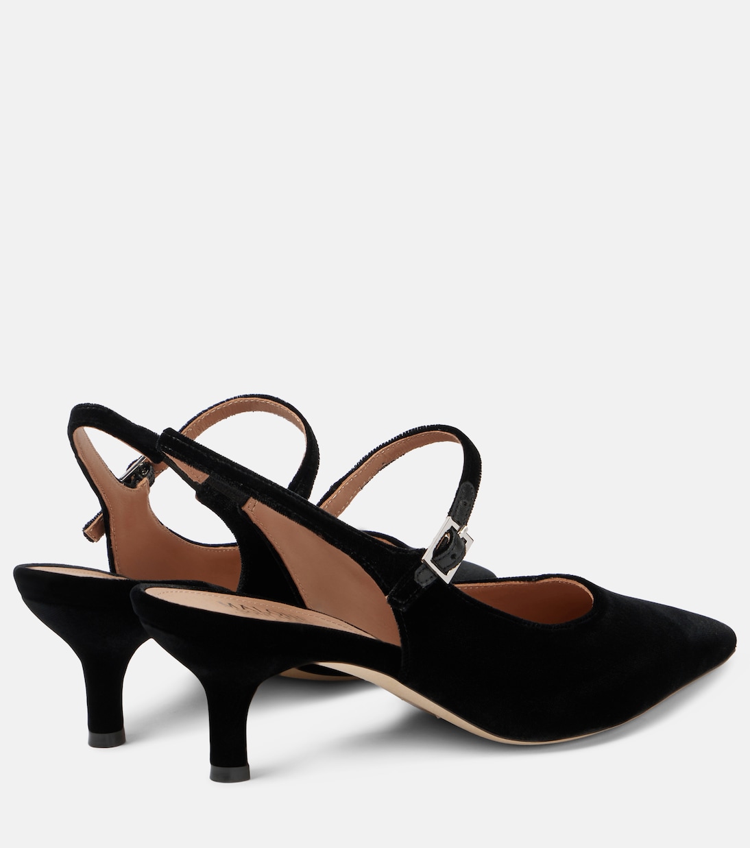 Бархатные туфли Karla 45 с пяткой на пятке Malone Souliers, черный — фото 2