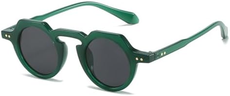 

Популярные модные маленькие круглые солнцезащитные очки для женщин в стиле ретро с заклепками, солнцезащитные очки UV400 для мужчин с прозрачными линзами MTZJH, Dark Green Gray