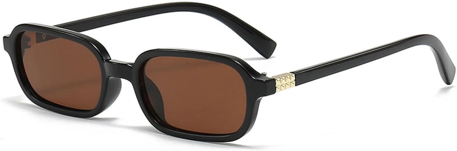 

Женские и мужские ретро-солнцезащитные очки в винтажном стиле, черная прямоугольная оправа, солнцезащитные очки с защитой от УФ-излучения UV400 WNCKSQ, C2