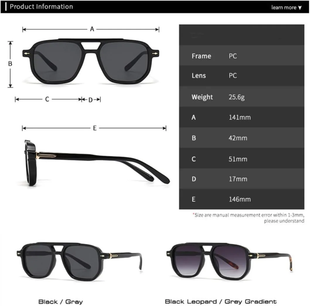 

Ретро-солнцезащитные очки с двойной перемычкой для женщин и мужчин, защита от УФ-излучения UV400, модные заклепки, градиентная оправа UATXTAU, Blue Gray Gradient