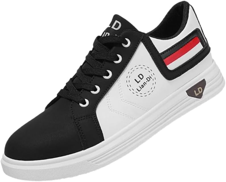 

Мужские модные спортивные кроссовки большого размера, повседневные низкие, верх из ПУ, резиновая подошва, противоскользящие и прочные, подходят для бега на открытом воздухе Fmshi, белый/черный