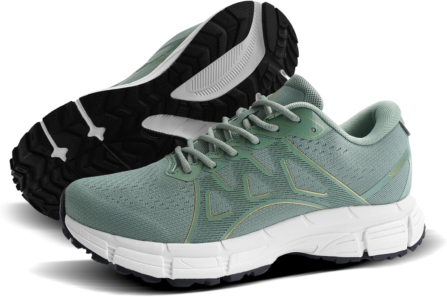 

Мужские модные кроссовки для фитнеса и тенниса, легкие спортивные туфли с противоскользящей подошвой, комфорт для ношения в течение всего дня Sadmon, зеленый/золотой