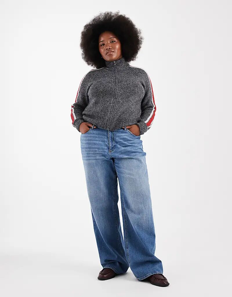 

Джинсы Vero Moda Curve Tessa с высокой талией и широкими штанинами, средне-синего цвета