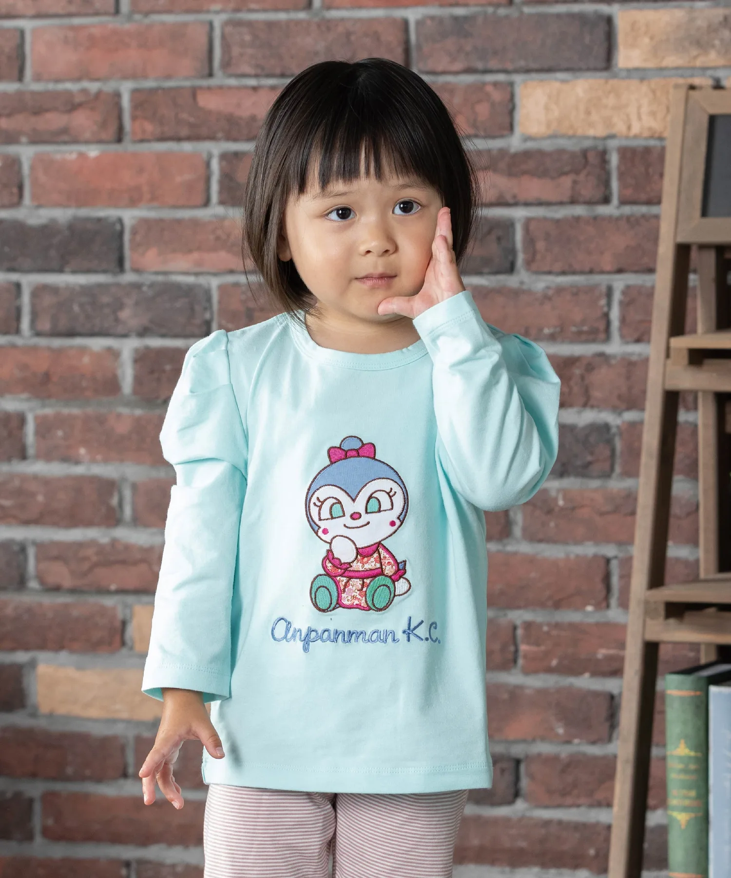 Футболка с длинным рукавом и аппликацией в виде пышных рукавов APKC/(K) Anpanman Kids Collection, Saxophone Blue