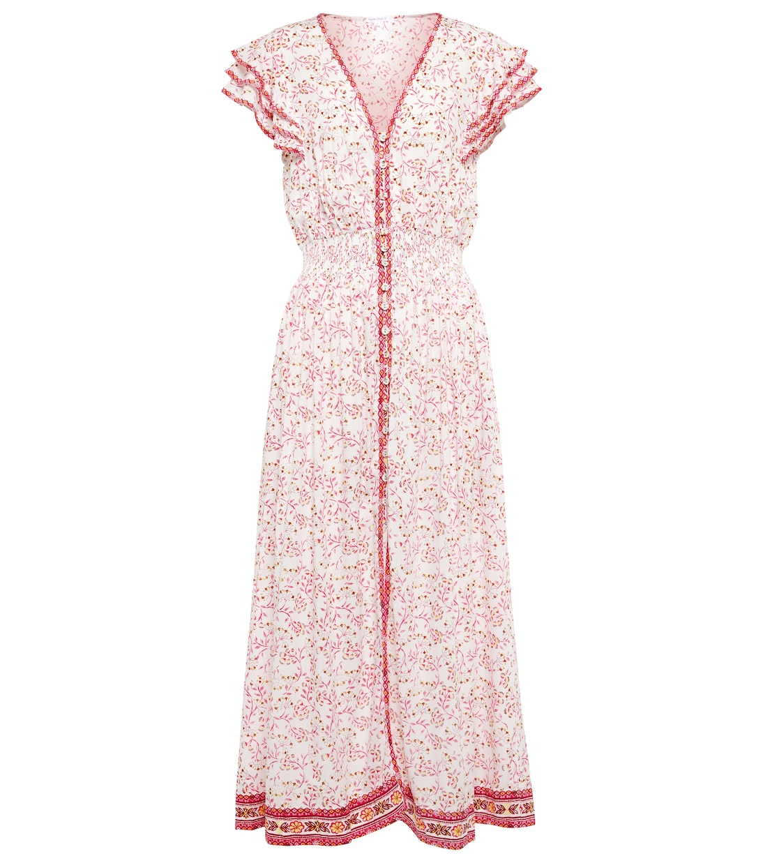 

Платье миди с цветочным принтом Della Poupette St Barth, Pink Cerise