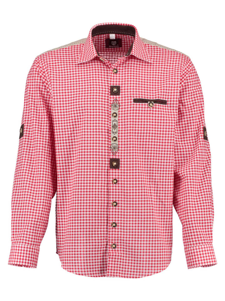 

Традиционная рубашка Озидо средне-красного цвета OS-Trachten