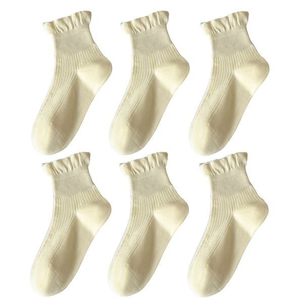 

Очаровательные женские носки с рюшами на манжете 6 шт Anna-Kaci, Beige