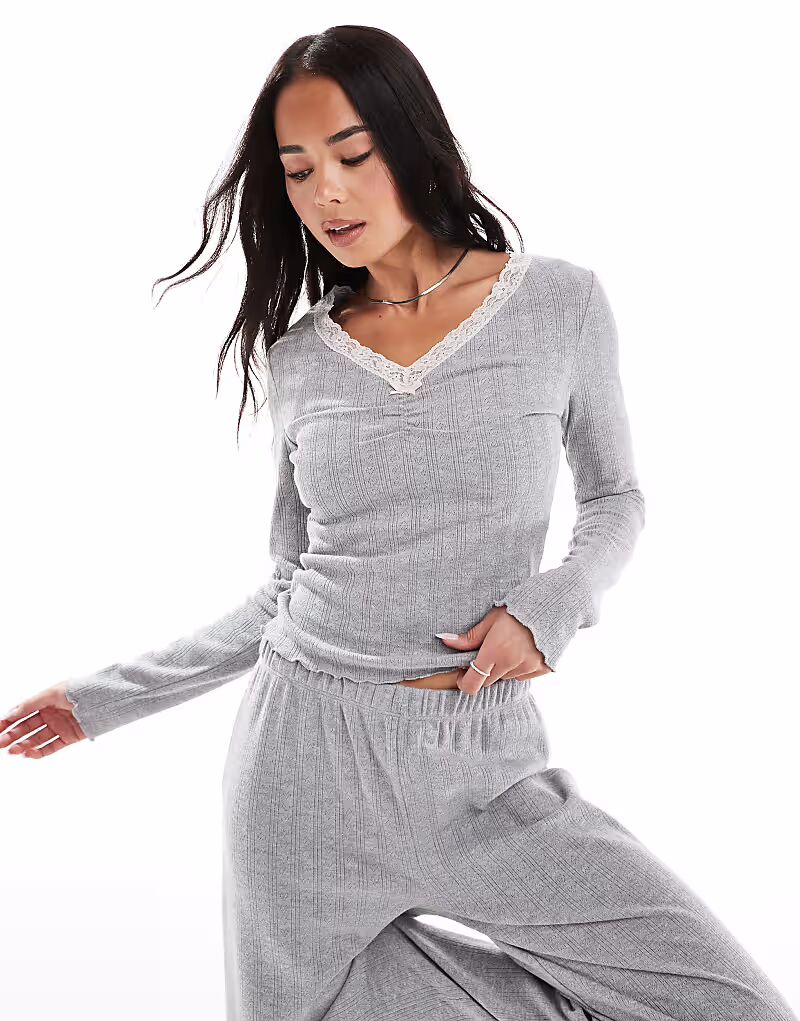 

Топ Miss Selfridge с длинными рукавами и кружевной отделкой