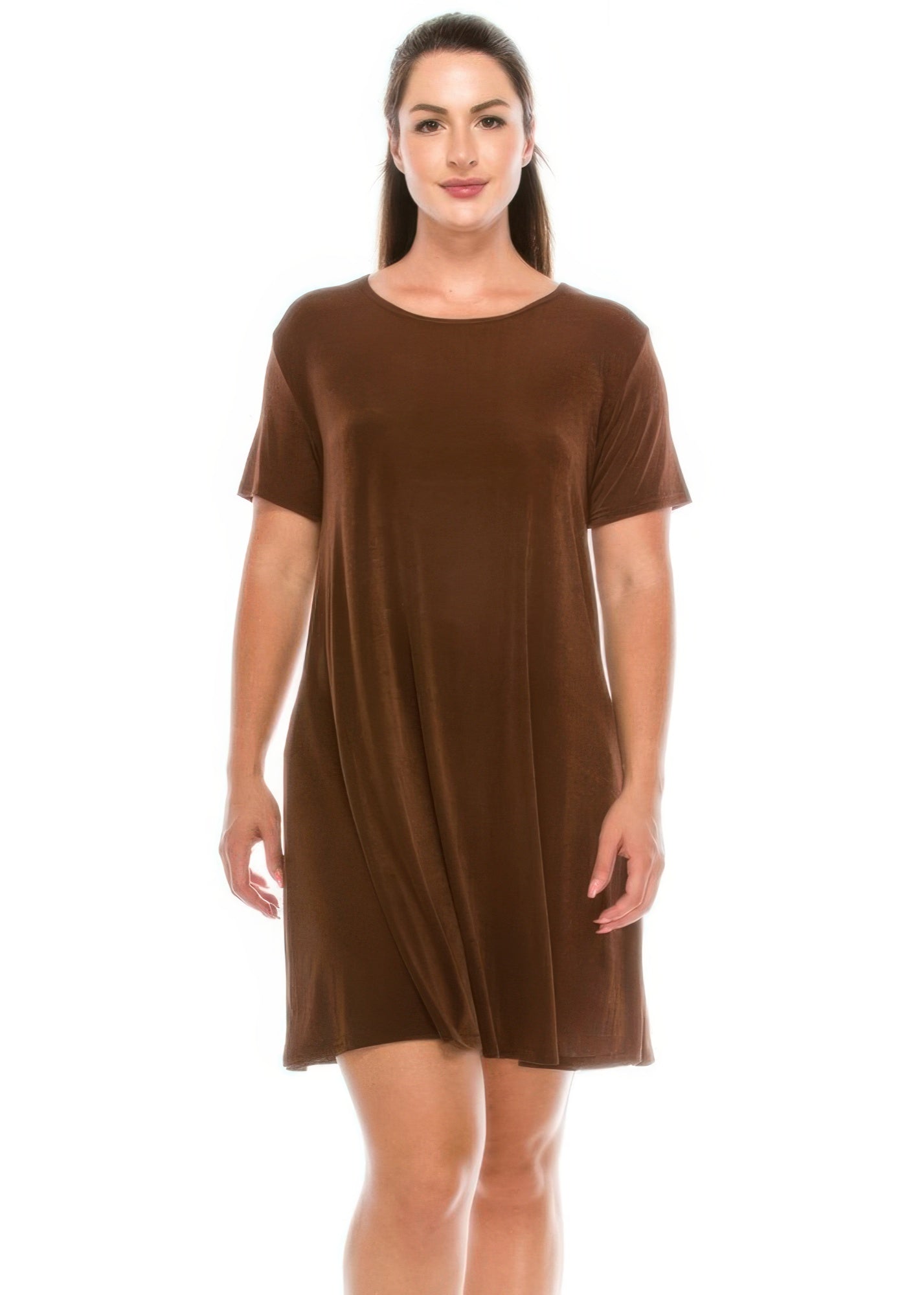 

Эластичное короткое платье с короткими рукавами TRUEDAMES, коричневый