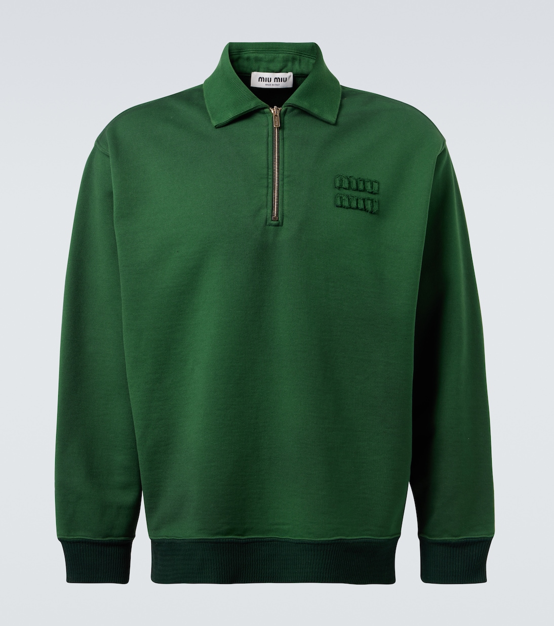 

Хлопковый джерси свитшот с логотипом Miu Miu, Verde