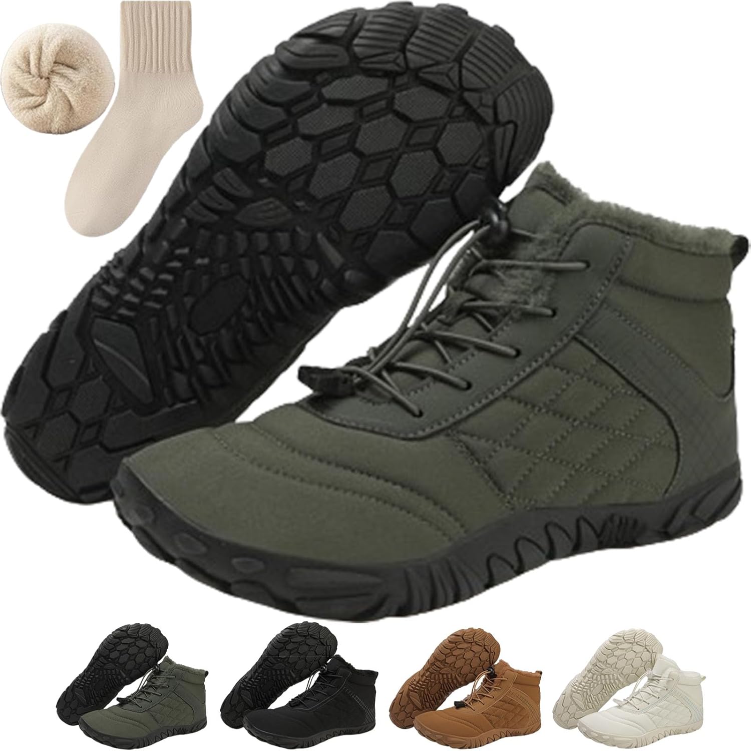 

Зимние походные ботинки для женщин и мужчин, водонепроницаемые противоскользящие снегоступы, повседневная уличная обувь, теплые ботинки для прогулок Generic, 109 Green