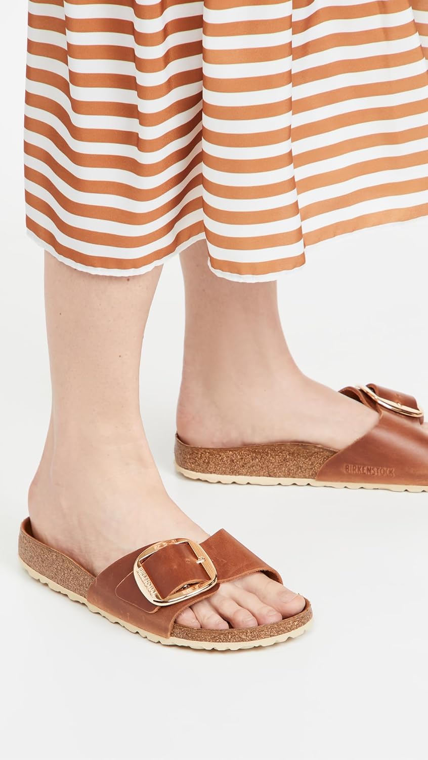 Женские сандалии Birkenstock Madrid с открытым носком, черно-белая кожа — фото 3