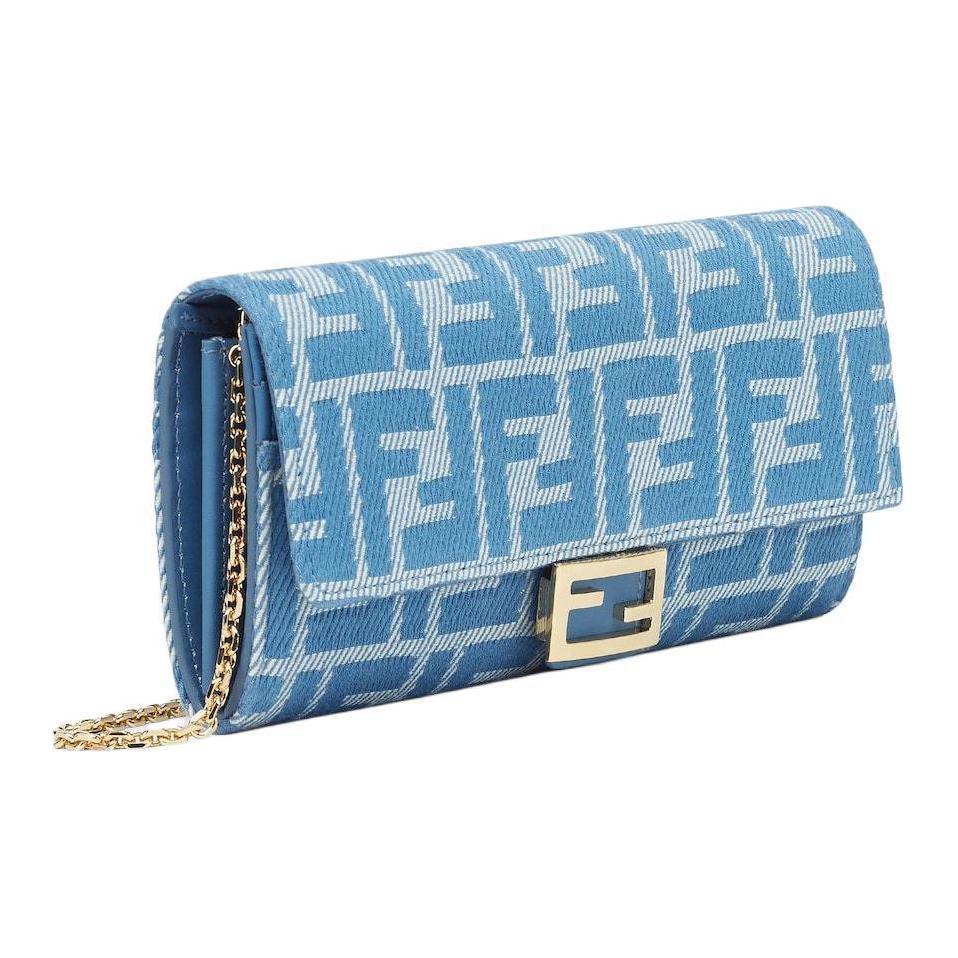 FENDI Жаккардовый кошелёк Ручная сумка через плечо Женская плечевая сумка синяя — фото 2