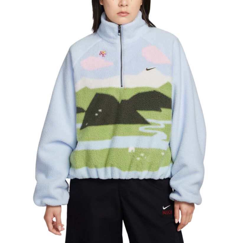 

Nike Женская толстовка с воротником-стойкой, синего цвета, средней жесткости