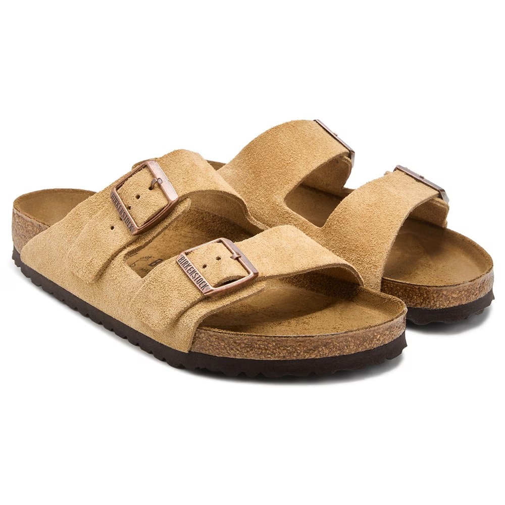 

Сандалии с кожаной стелькой Arizona Birkenstock, цвет latte cream